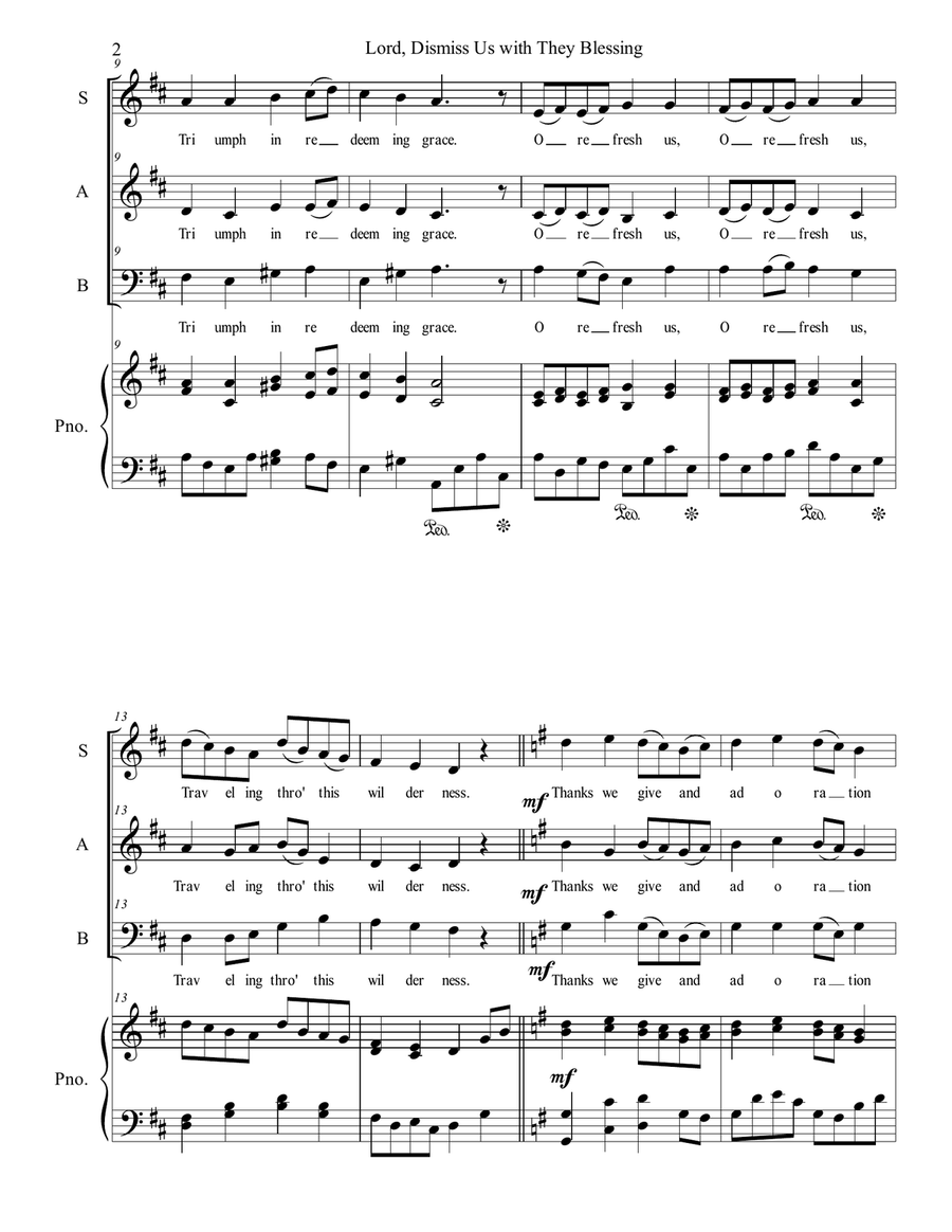 Lord, Dismiss Us with Thy Blessing 3-Part scores gallery preview page 2