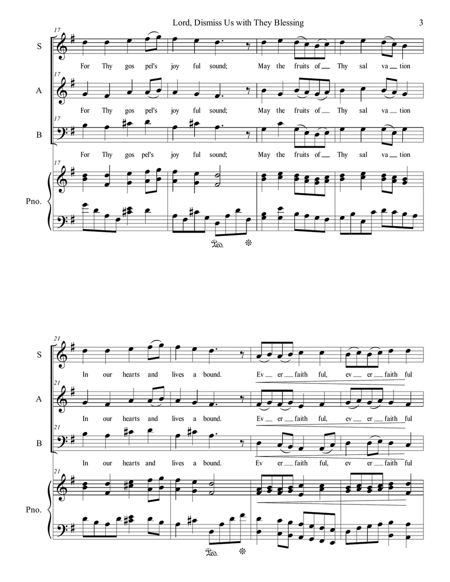 Lord, Dismiss Us with Thy Blessing 3-Part scores gallery preview page 3