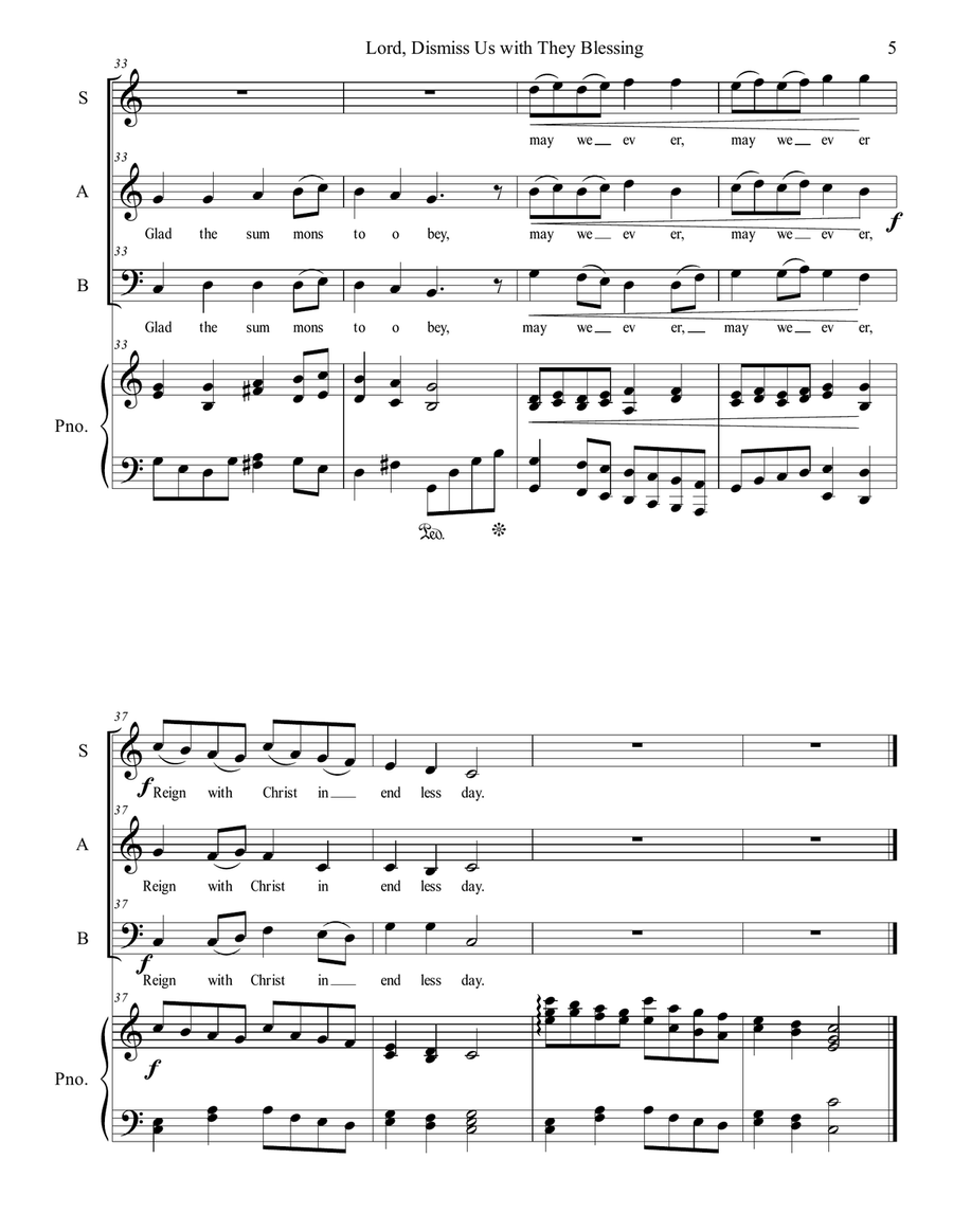Lord, Dismiss Us with Thy Blessing 3-Part scores gallery preview page 5