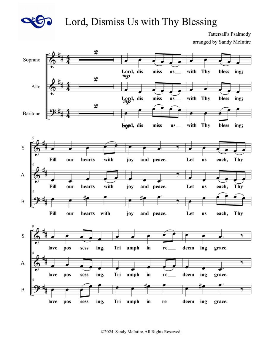 Lord, Dismiss Us with Thy Blessing 3-Part scores gallery preview page 6