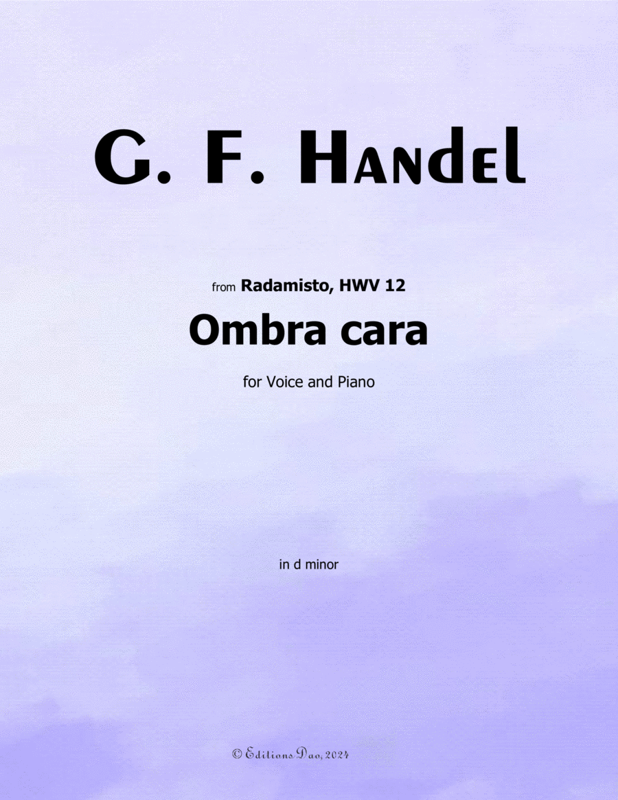 Ombra cara, by Handel, in d minor Voice scores gallery preview page 1