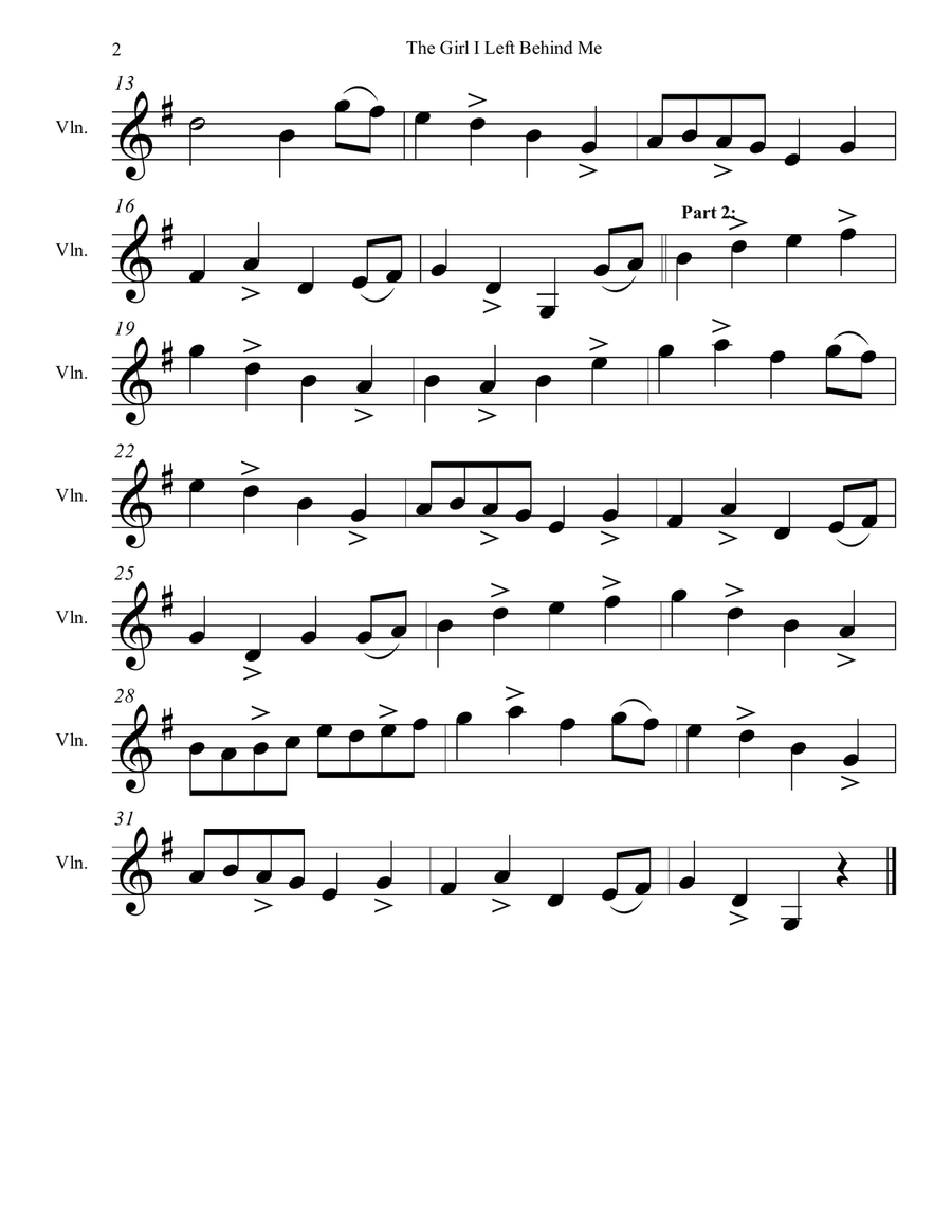 The Girl I Left Behind Me Violin Solo scores gallery preview page 2