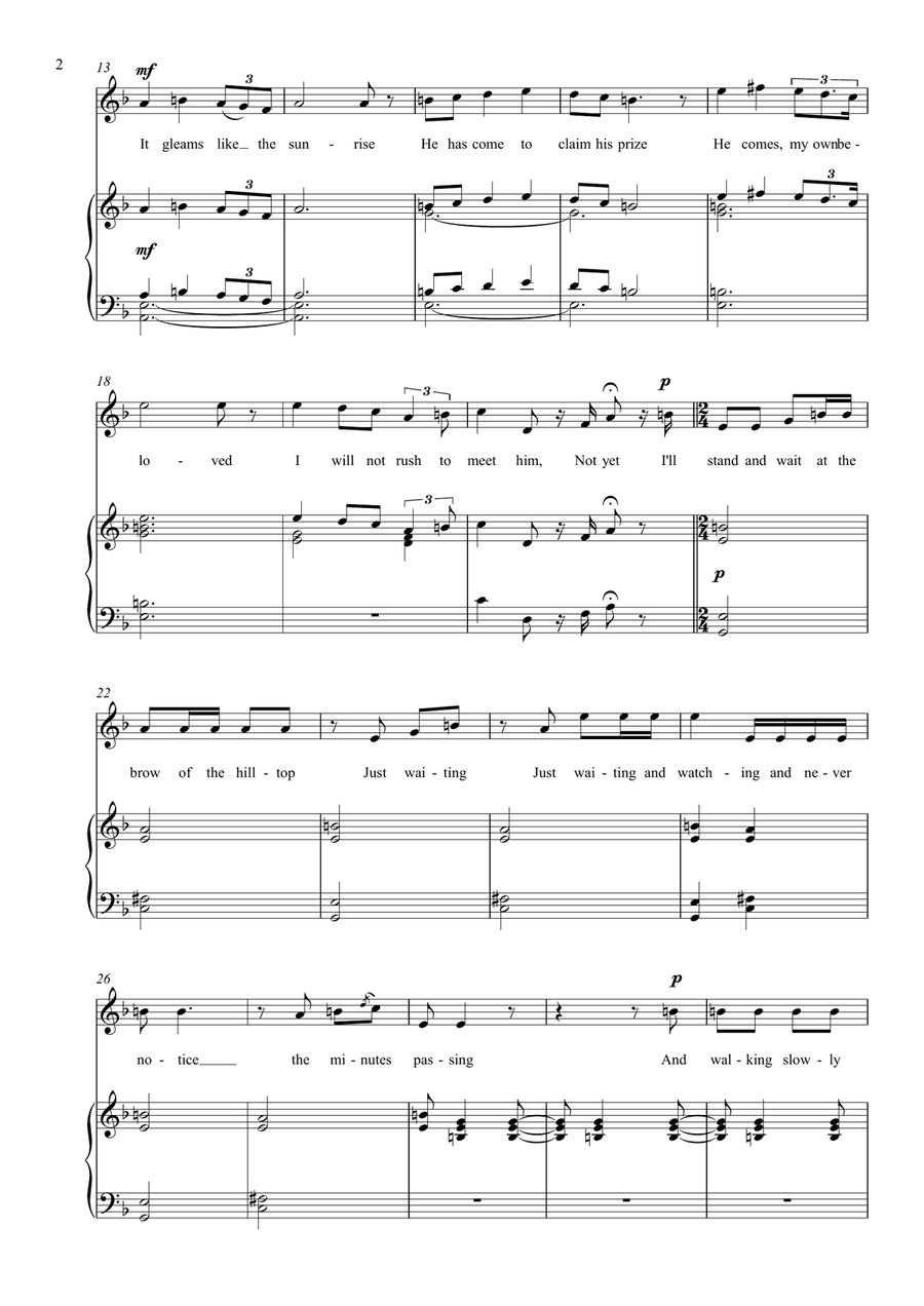 One Fine Day ('Un Bel Di Vedremo') - Madam Butterfly - Soprano (lower) Piano, Vocal scores gallery preview page 2