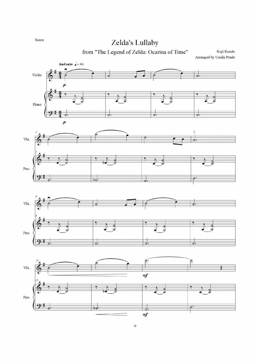The Legend Of Zelda Violin Solo scores gallery preview page 1