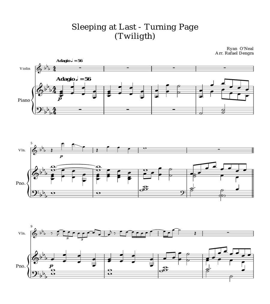 Turning Page (Sleeping At Last) - arr. Rafael Dengra Violin Solo scores gallery preview page 1
