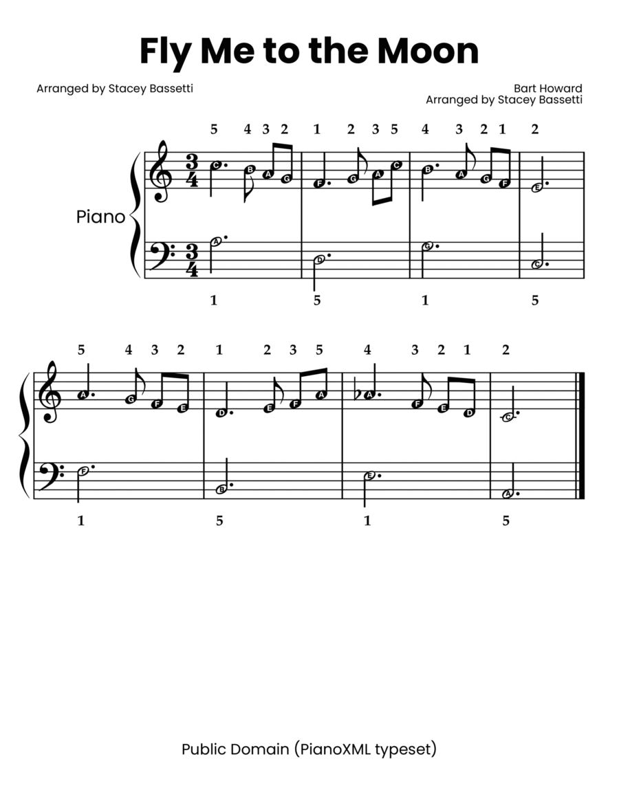 Fly Me to the Moon Easy Piano scores gallery preview page 1