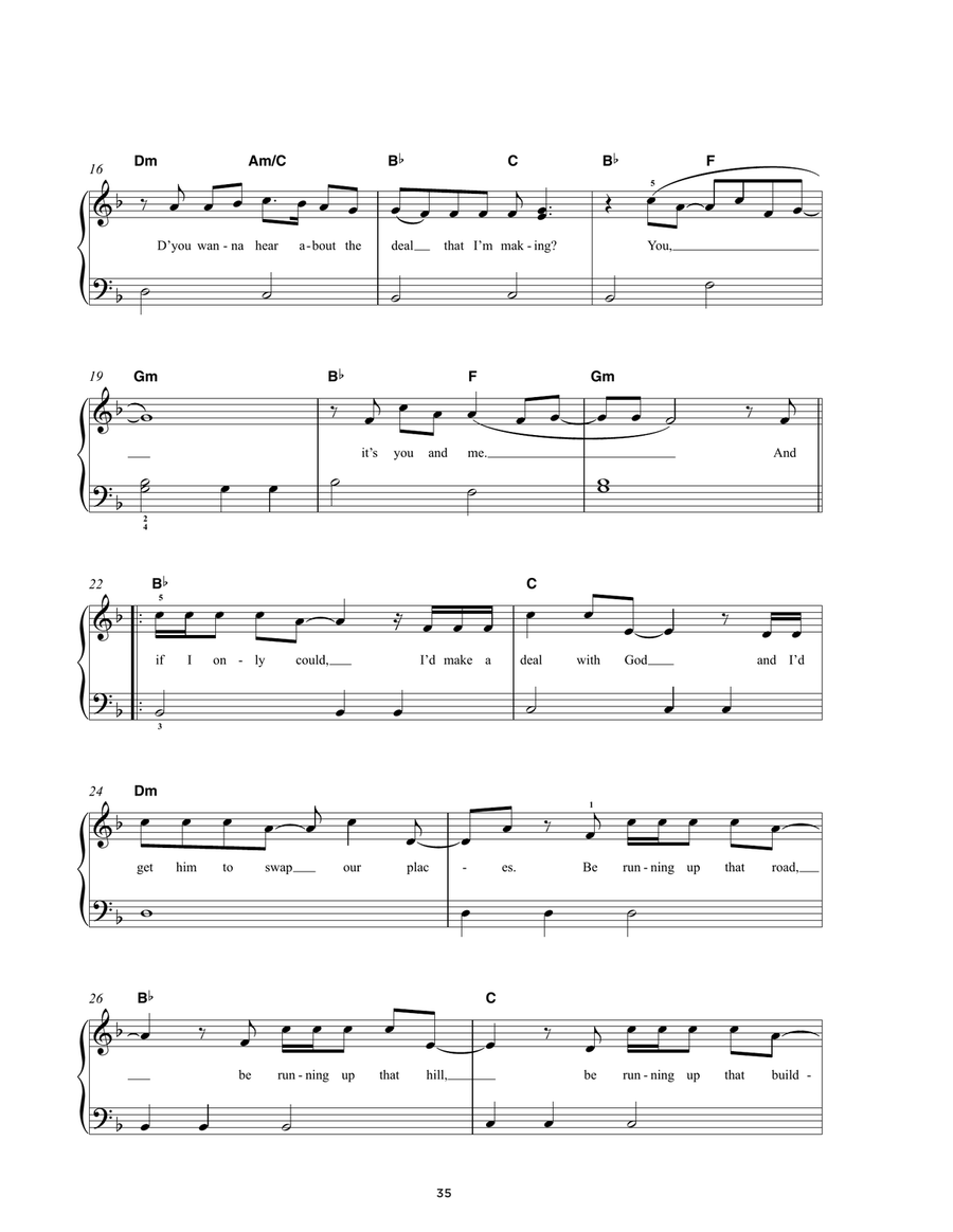 Running Up That Hill Running Up That Hill Easy Piano scores gallery preview page 2