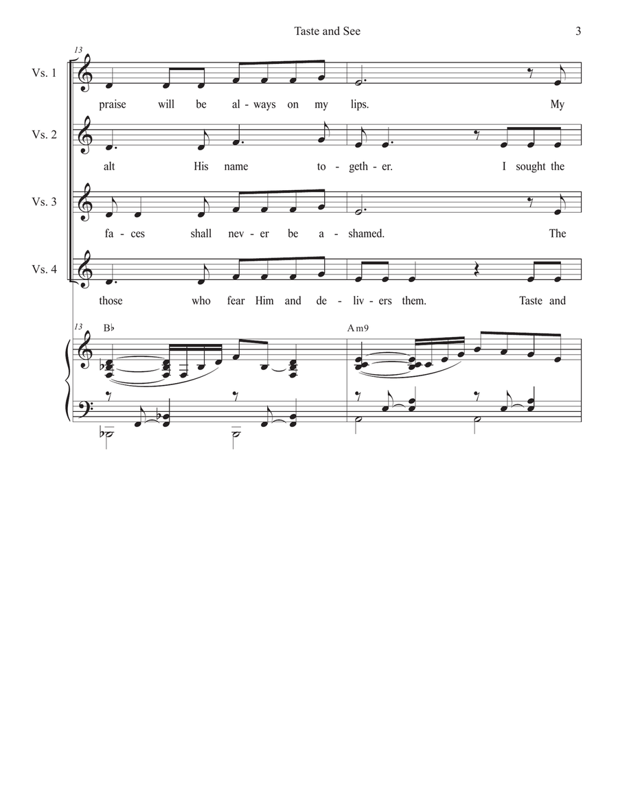 Taste and See (Unison choir) Unison Choir scores gallery preview page 3