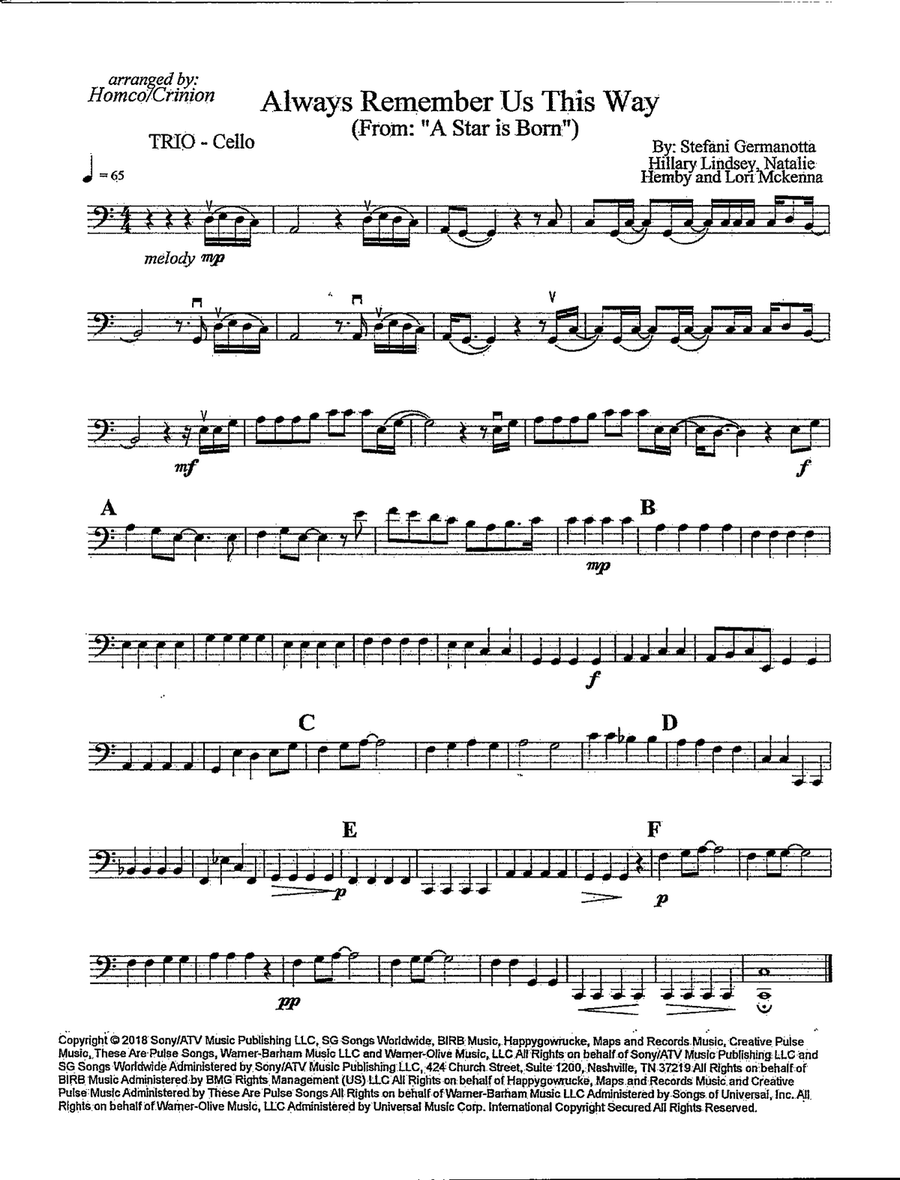 Always Remember Us This Way String Trio scores gallery preview page 4