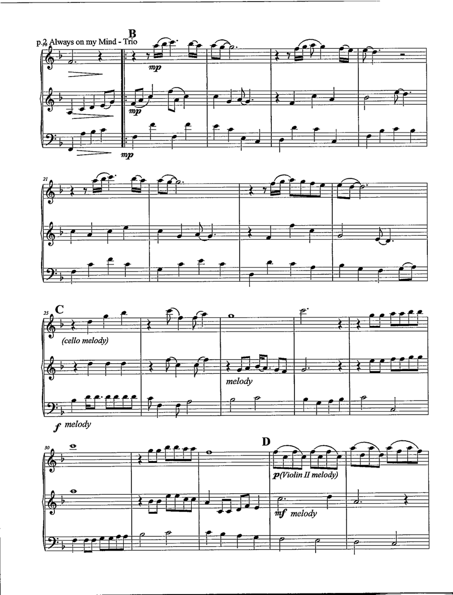 Always On My Mind Always On My Mind String Trio scores gallery preview page 3