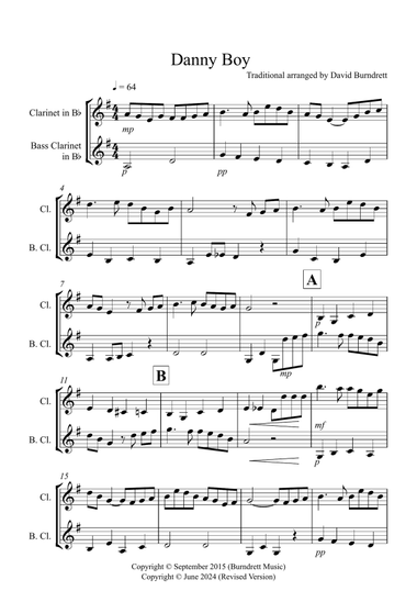 Danny Boy for Clarinet and Bass Clarinet Duet