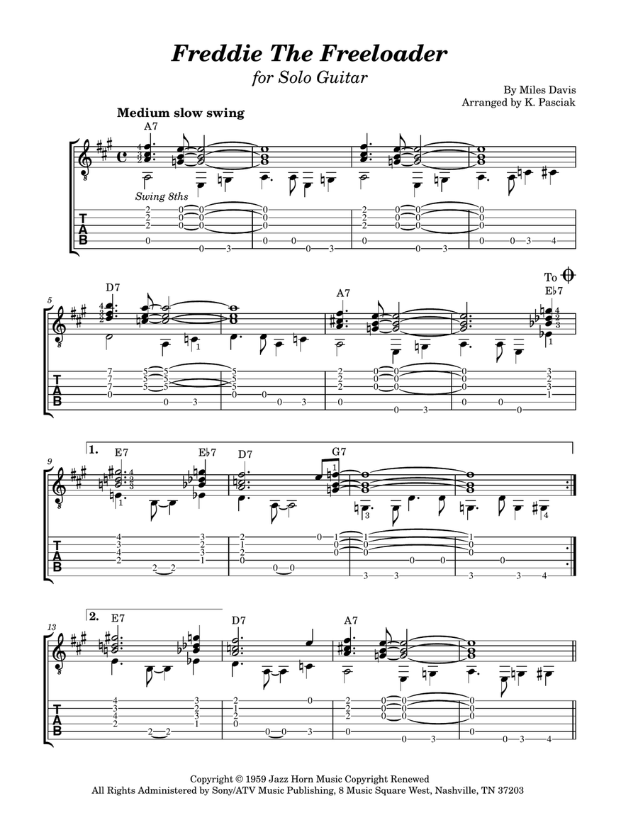 Freddie Freeloader Freddie Freeloader Electric Guitar scores gallery preview page 2