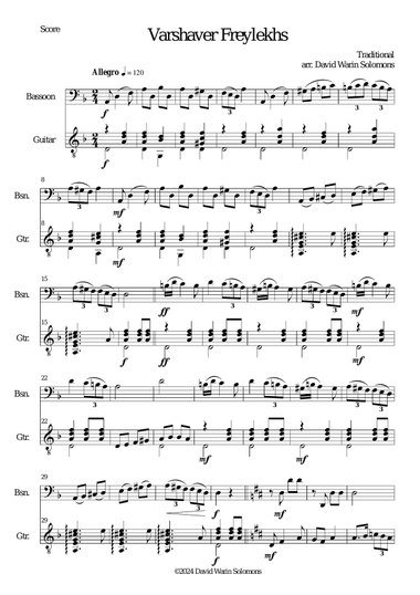 Varshaver Freylekhs (Freilach from Warsaw) for bassoon and guitar