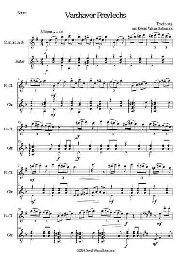 Varshaver Freylekhs (Freilach from Warsaw) for clarinet and guitar