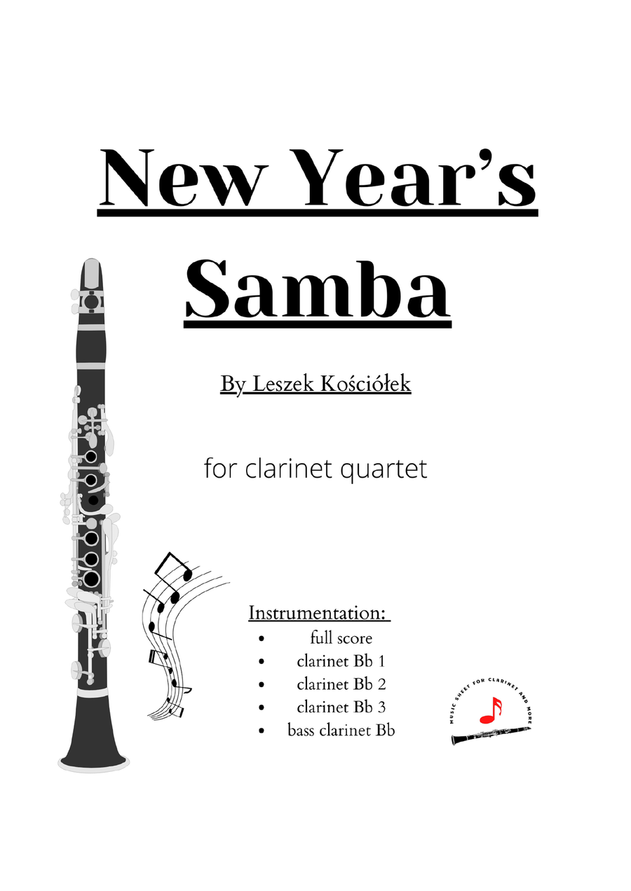 New Year's Samba (clarinet quartet) Clarinet Quartet scores gallery preview page 2