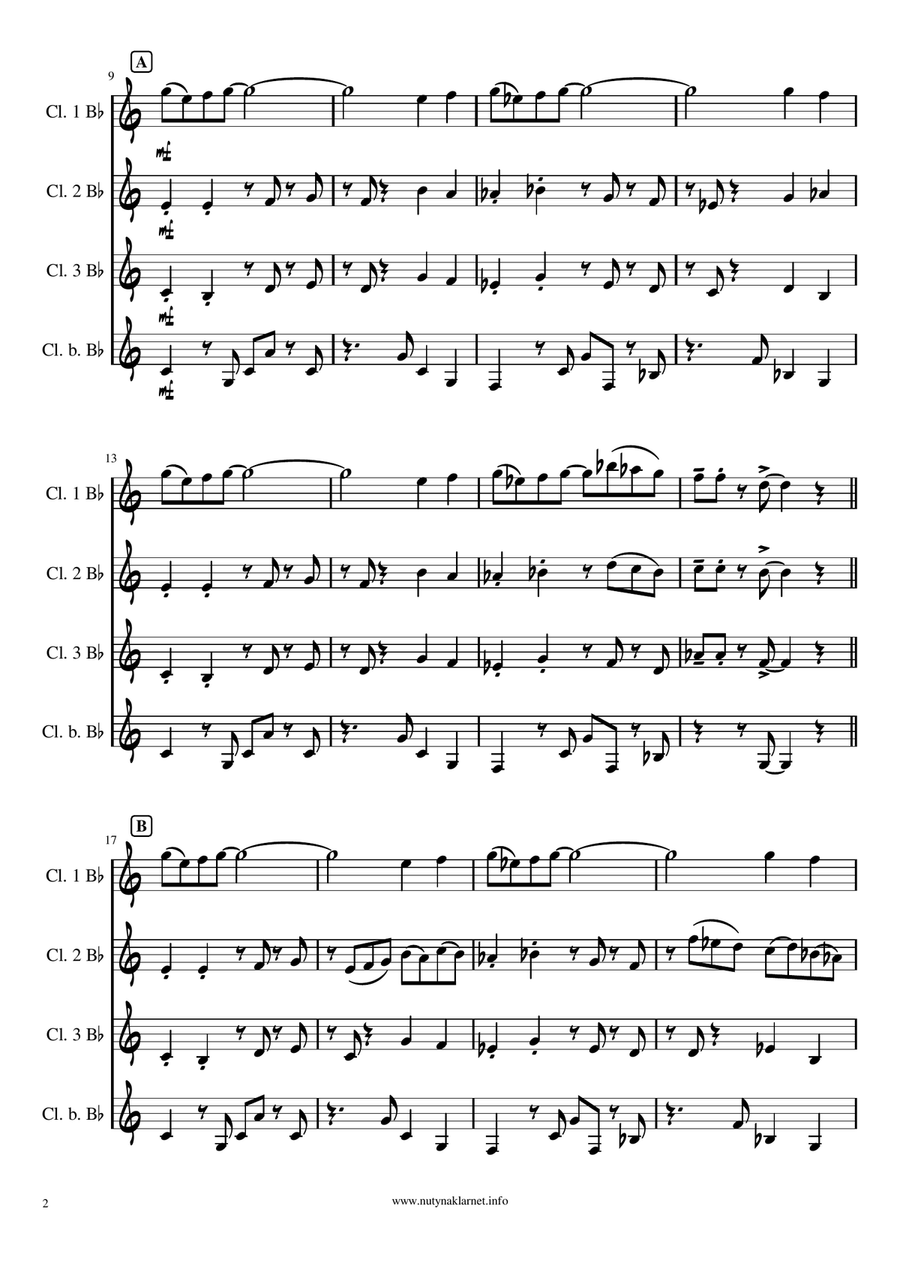 New Year's Samba (clarinet quartet) Clarinet Quartet scores gallery preview page 5