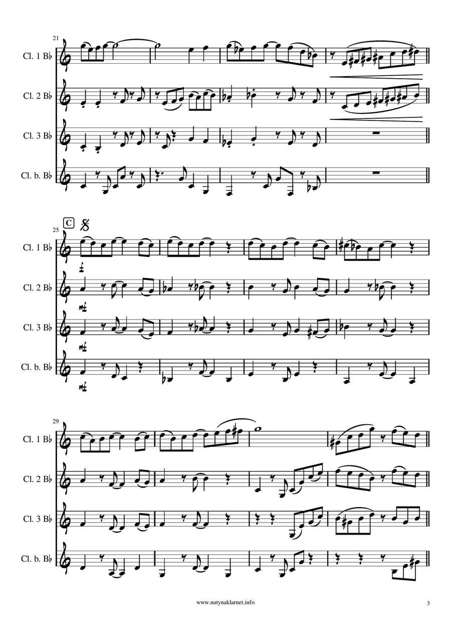 New Year's Samba (clarinet quartet) Clarinet Quartet scores gallery preview page 6