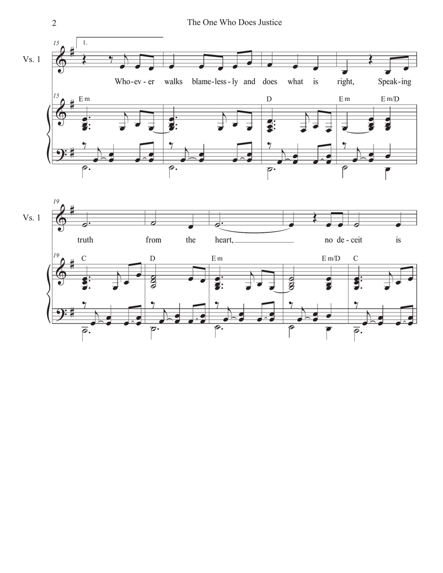 The One Who Does Justice (Unison choir) Unison Choir scores gallery preview page 2