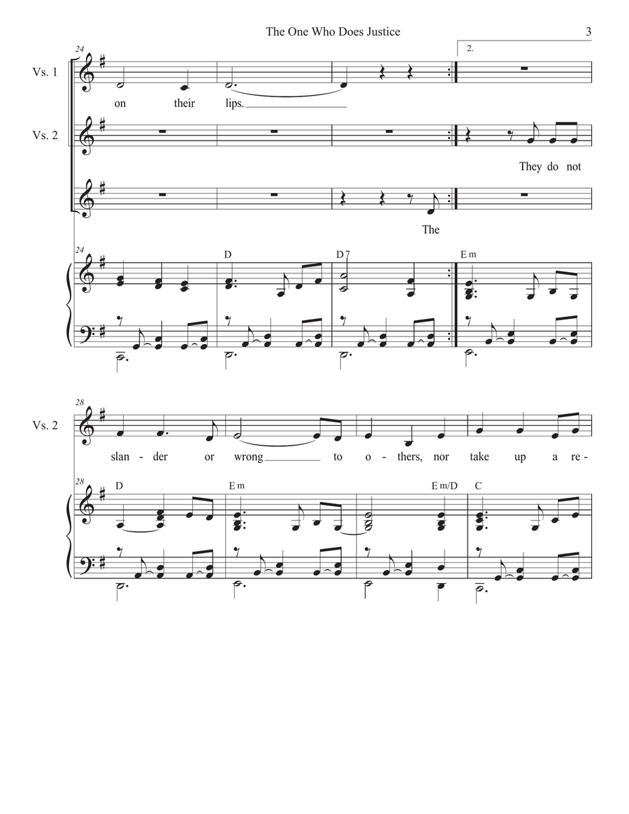 The One Who Does Justice (Unison choir) Unison Choir scores gallery preview page 3