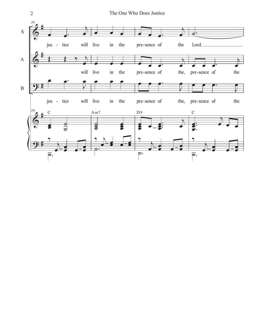 The One Who Does Justice (SAB) 3-Part scores gallery preview page 2