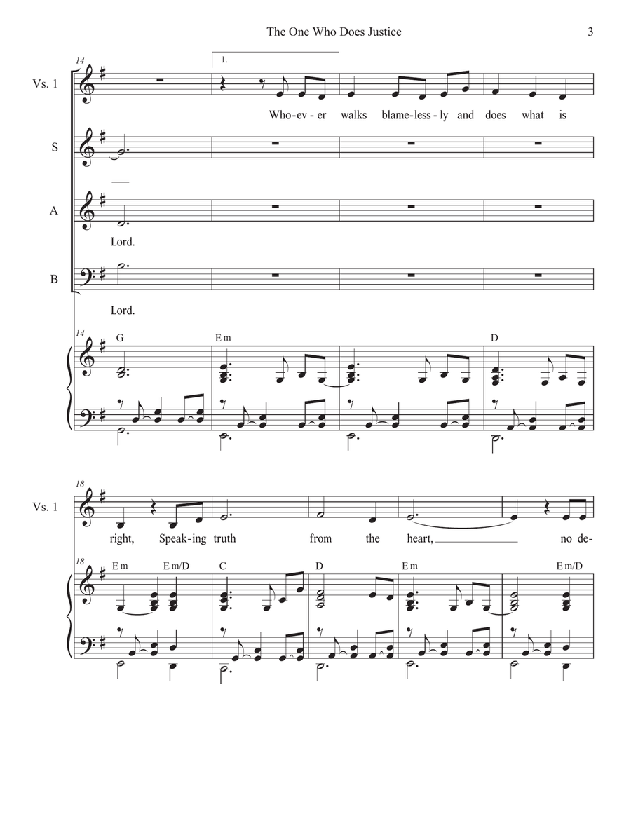 The One Who Does Justice (Vocal Trio - (SAB) 3-Part scores gallery preview page 3