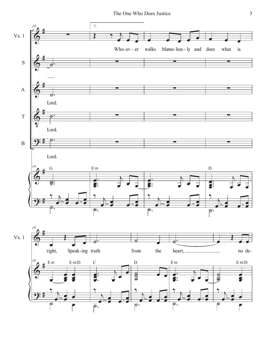 The One Who Does Justice (Vocal Quartet - (SATB) 4-Part scores gallery preview page 3