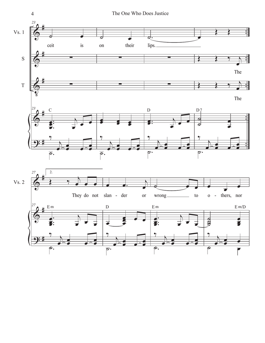The One Who Does Justice (Vocal Quartet - (SATB) 4-Part scores gallery preview page 4