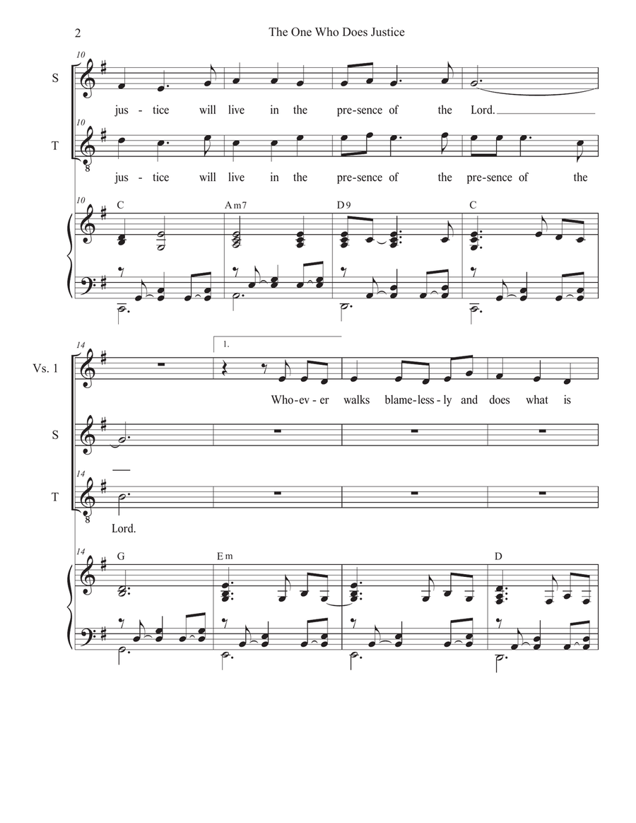 The One Who Does Justice (Duet for Soprano and Tenor solo) Tenor Voice scores gallery preview page 2