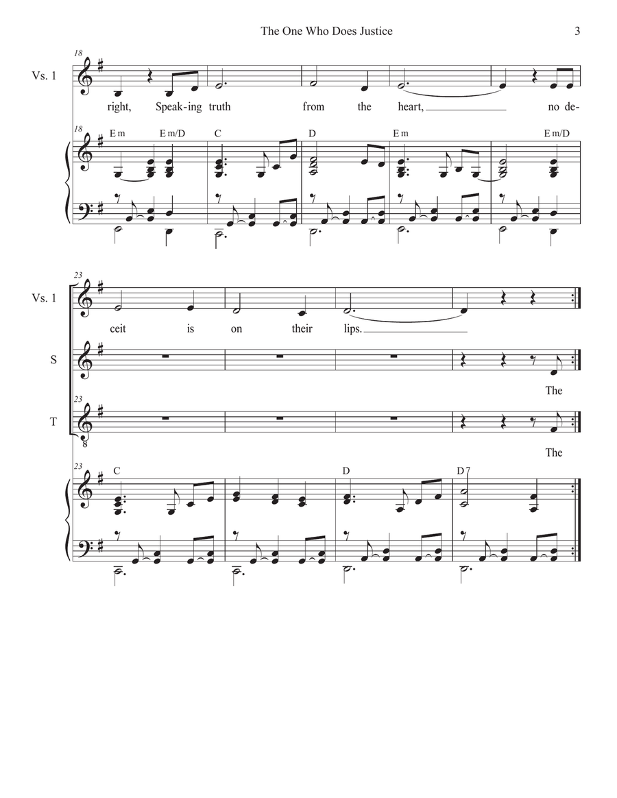 The One Who Does Justice (Duet for Soprano and Tenor solo) Tenor Voice scores gallery preview page 3