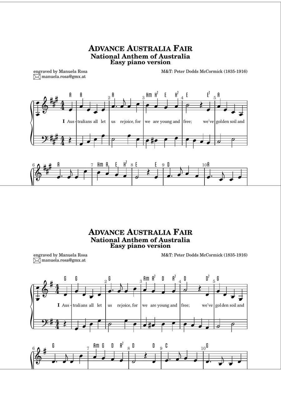 Advance Australia Fair (easy piano version) Piano Method scores gallery preview page 5