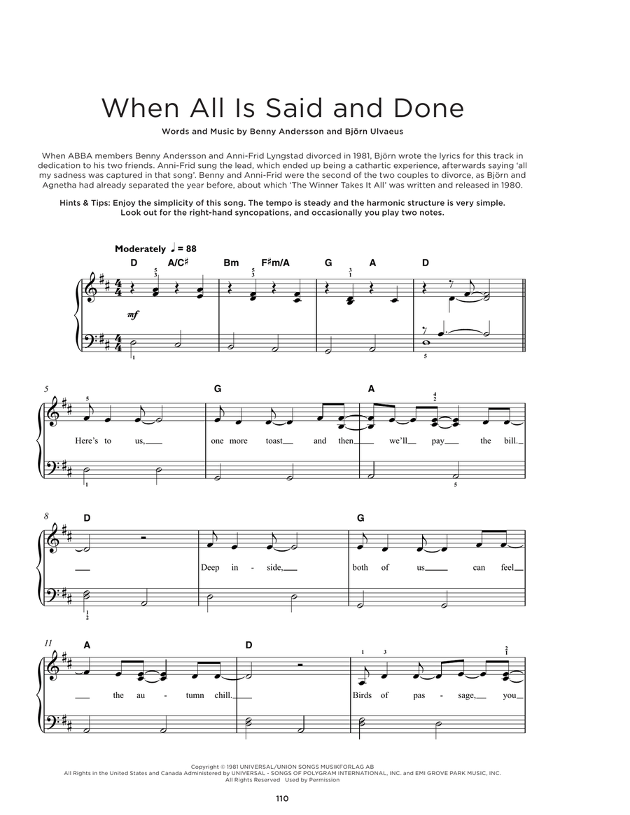 When All Is Said And Done Easy Piano scores gallery preview page 1