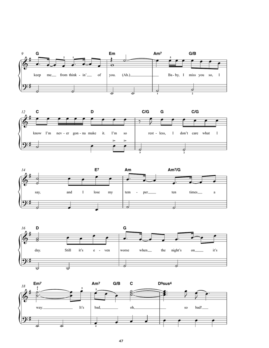 If It Wasn't For The Nights Easy Piano scores gallery preview page 2