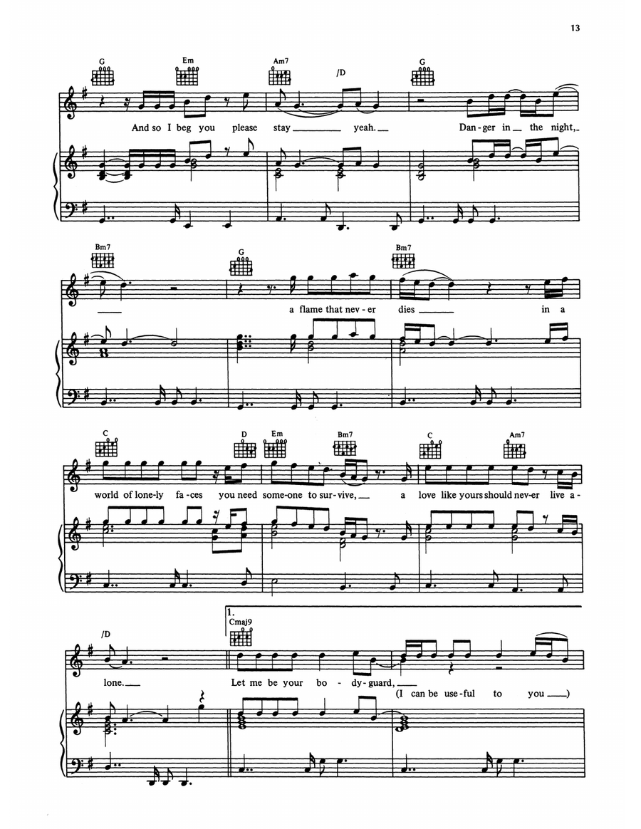Bodyguard Bodyguard Piano, Vocal, Guitar scores gallery preview page 2