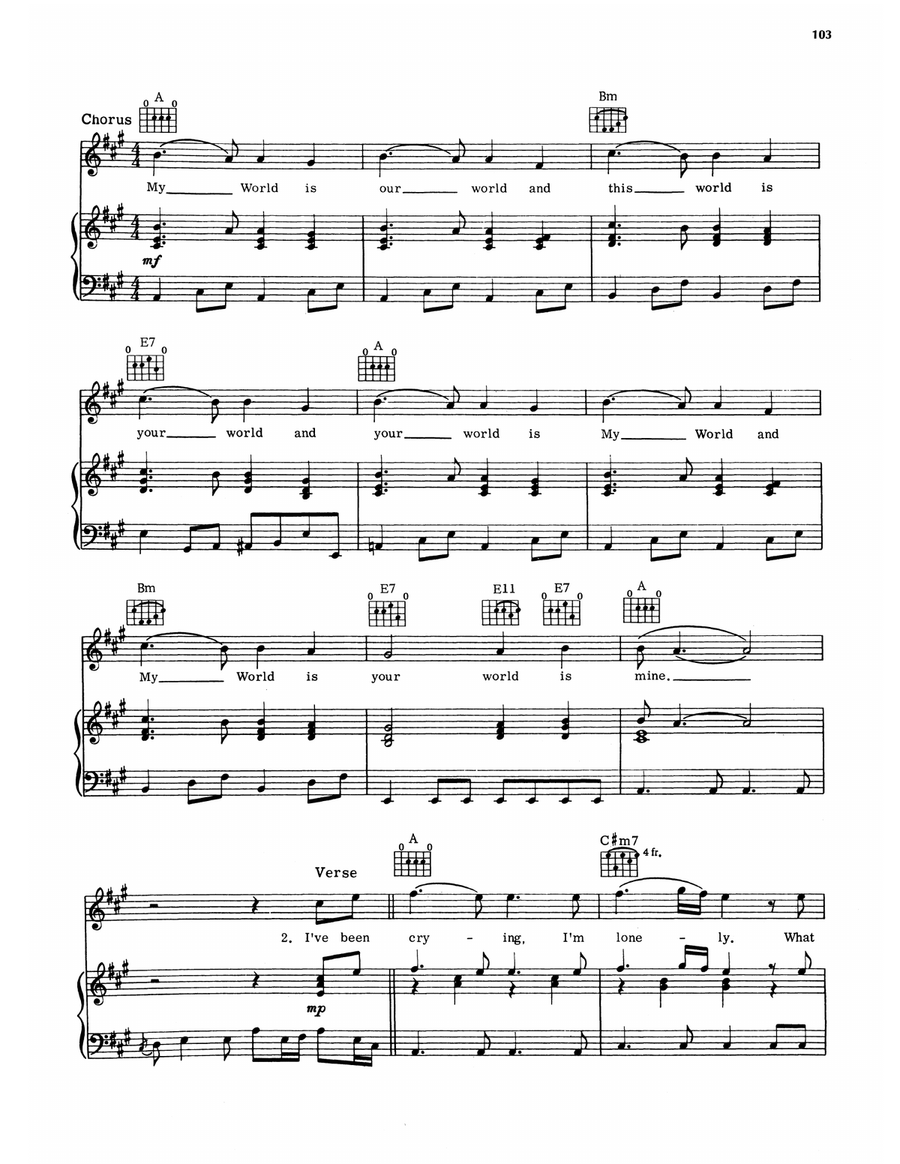 My World My World Piano, Vocal, Guitar scores gallery preview page 2