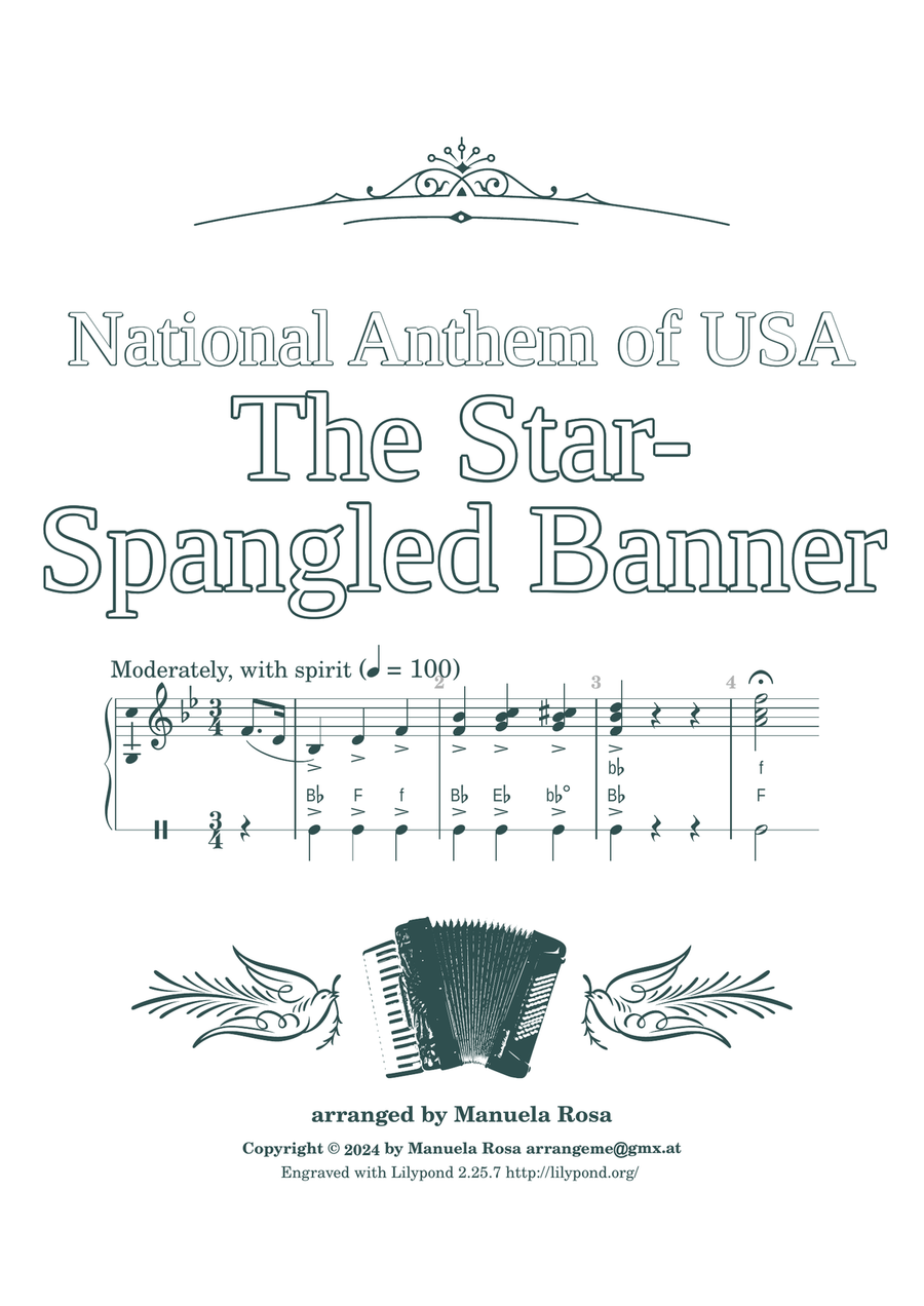 The Star-Spangled Banner (arranged for accordion; German&international chord notation) Piano Solo scores gallery preview page 3