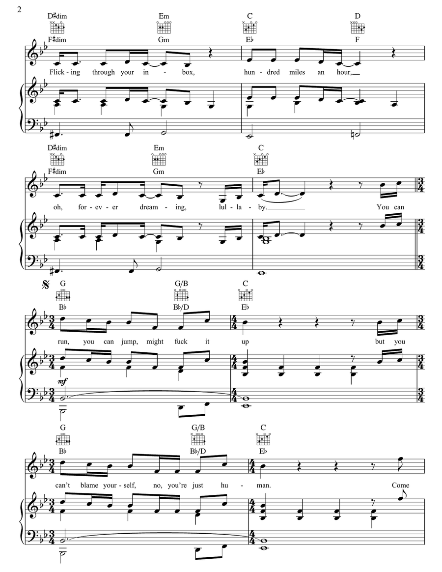 Only A Human Only A Human Piano, Vocal, Guitar scores gallery preview page 2