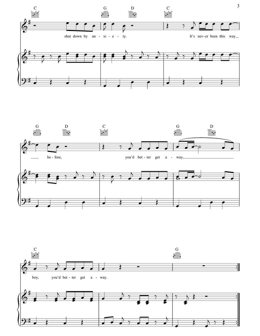 Get Away Get Away Piano, Vocal, Guitar scores gallery preview page 3