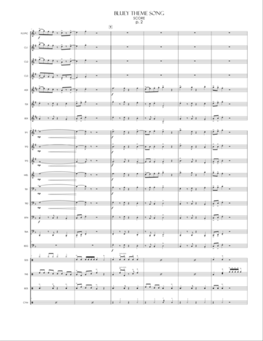 Bluey Theme Song Marching Band scores gallery preview page 2