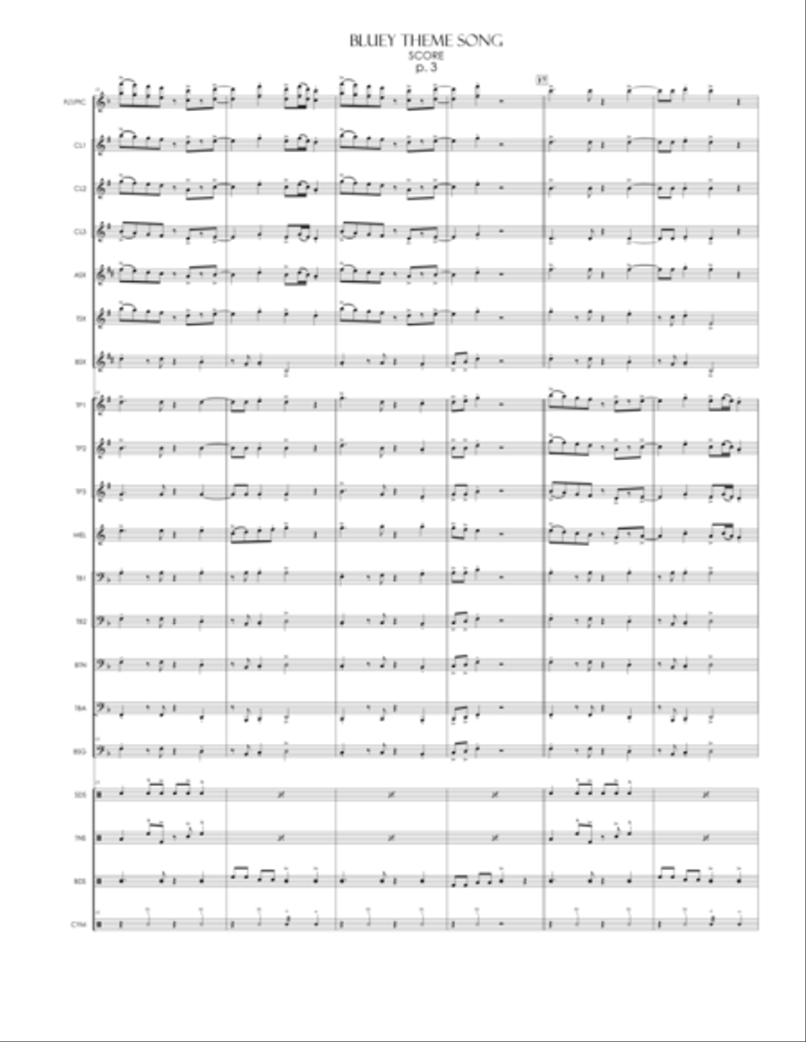 Bluey Theme Song Marching Band scores gallery preview page 3