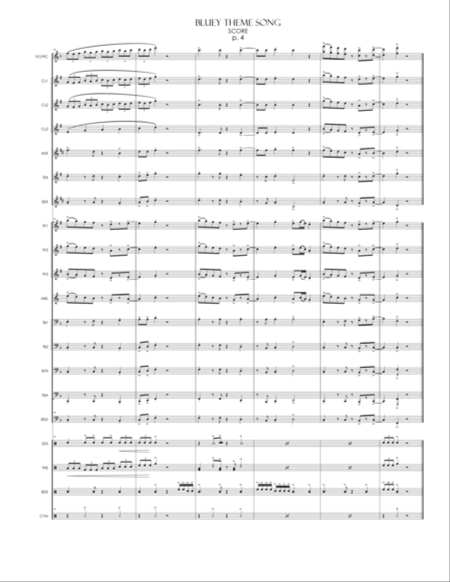 Bluey Theme Song Marching Band scores gallery preview page 4