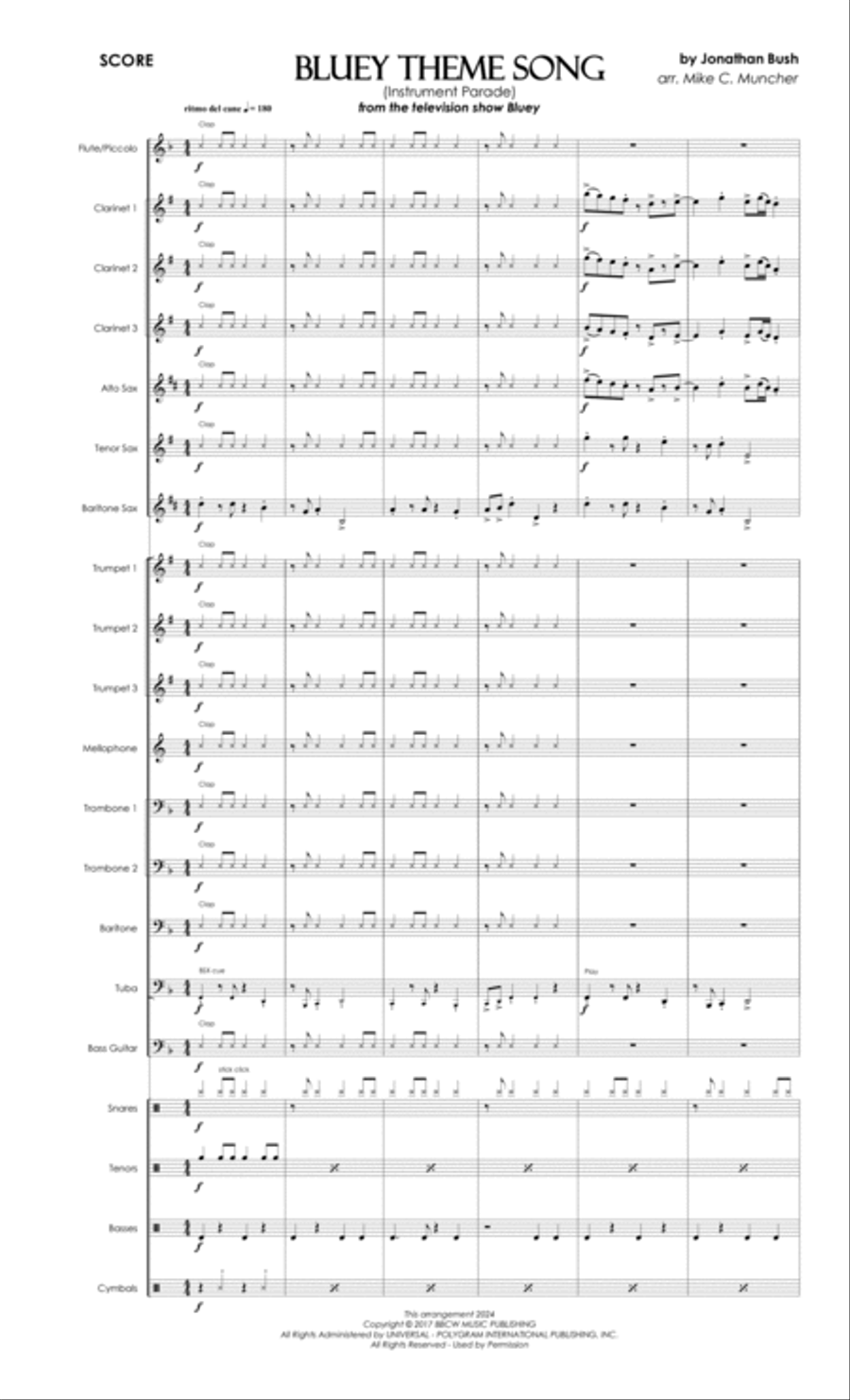 Bluey Theme Song Marching Band scores gallery preview page 5