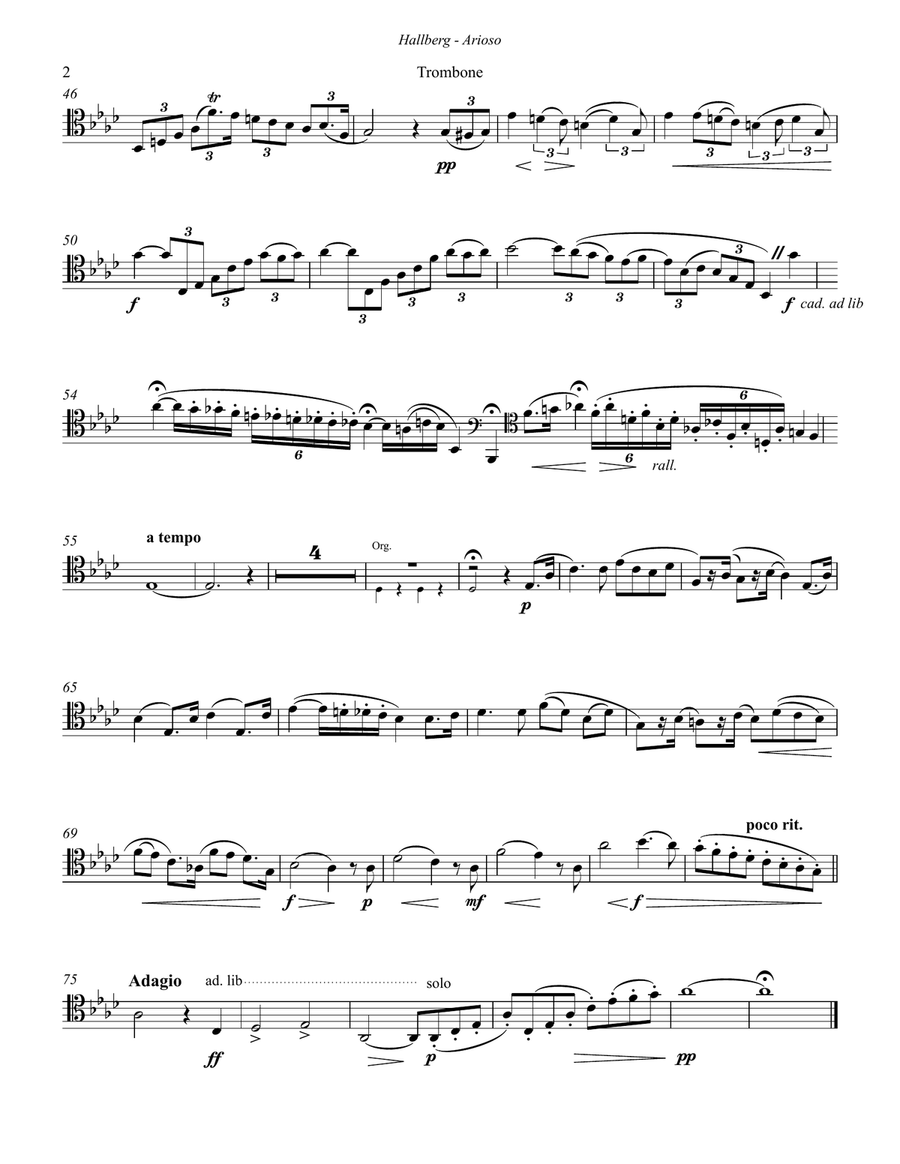 Arioso for Trombone and Organ Baritone Horn BC scores gallery preview page 2
