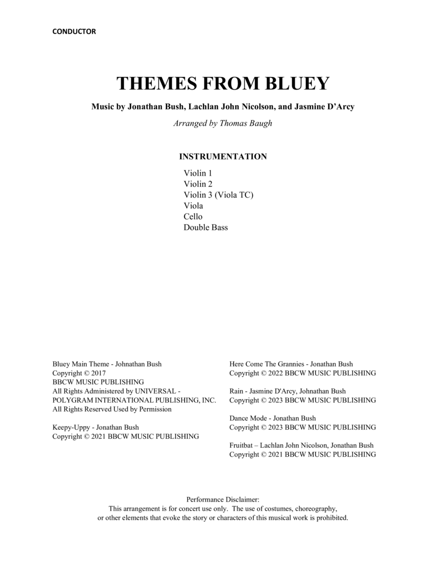 Bluey Theme Song String Orchestra scores gallery preview page 1