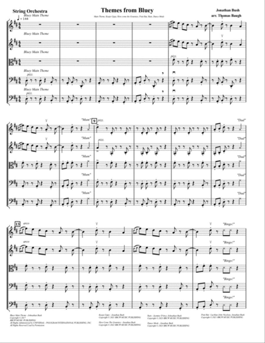 Bluey Theme Song String Orchestra scores gallery preview page 2