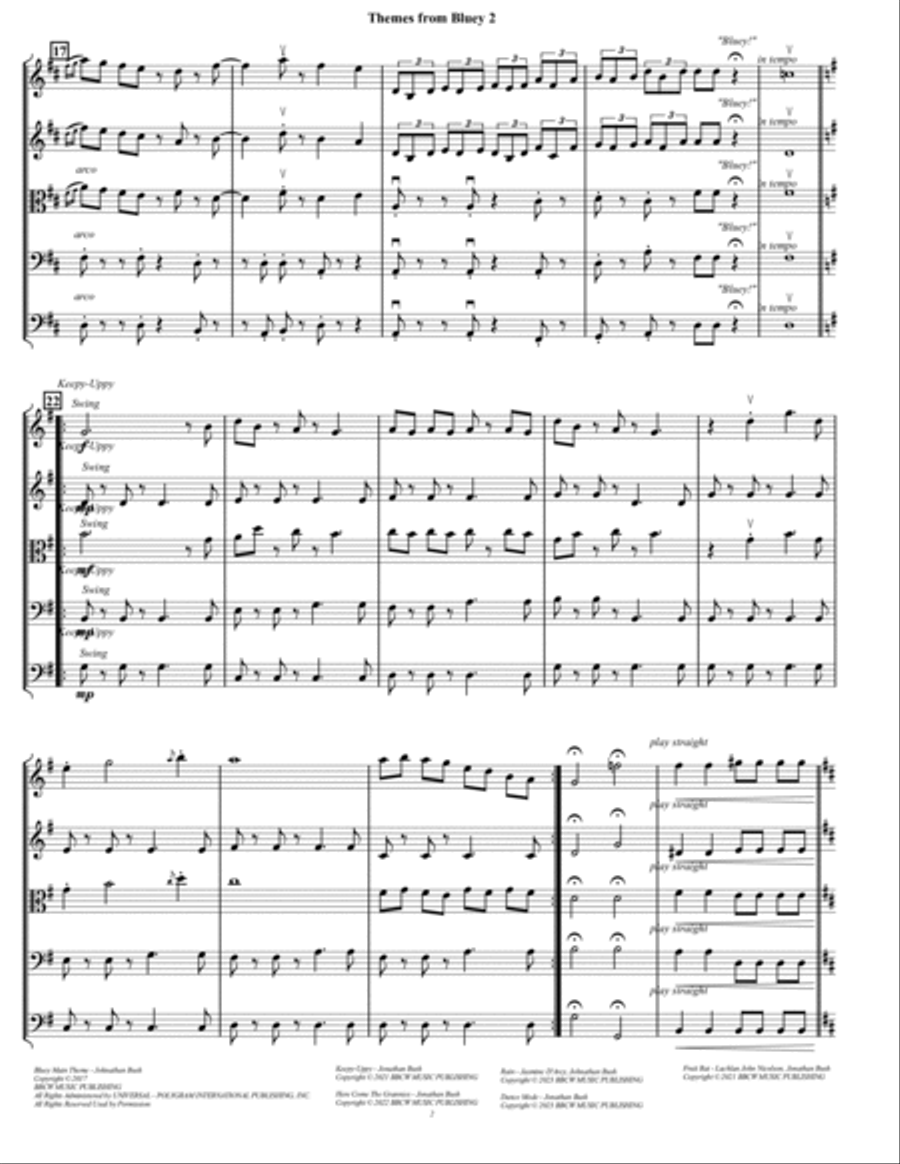 Bluey Theme Song String Orchestra scores gallery preview page 3