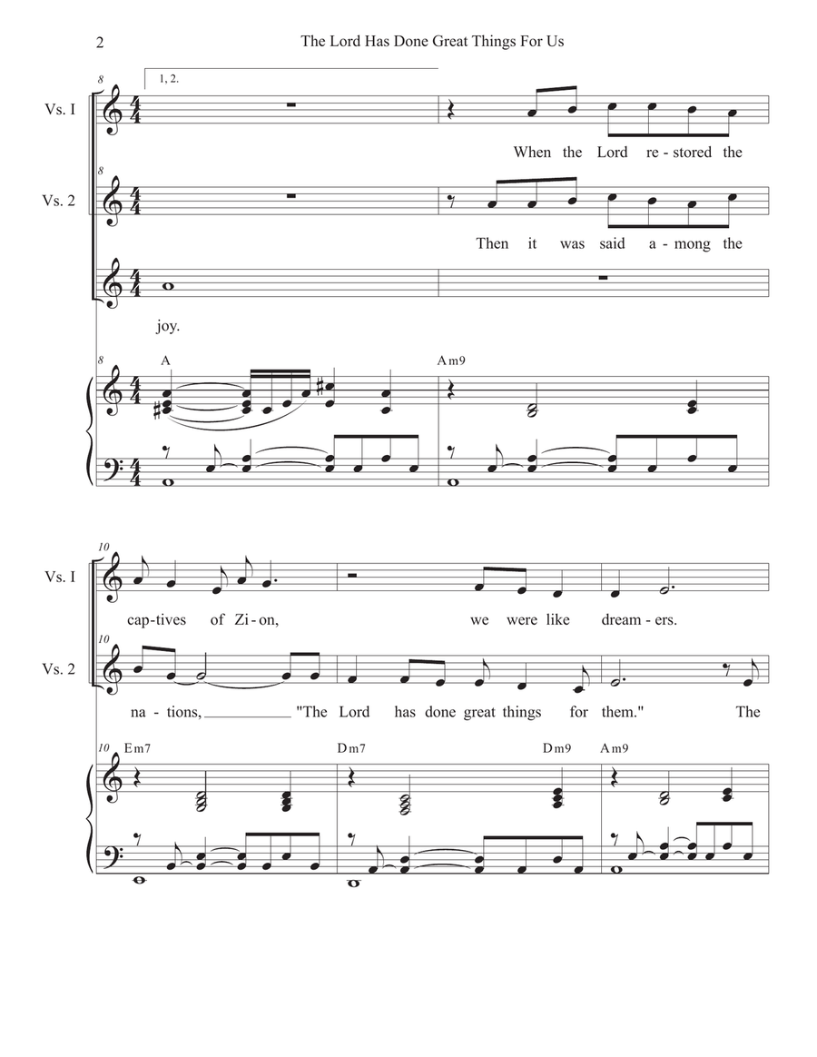 The Lord Has Done Great Things For Us (Unison choir) Unison Choir scores gallery preview page 2