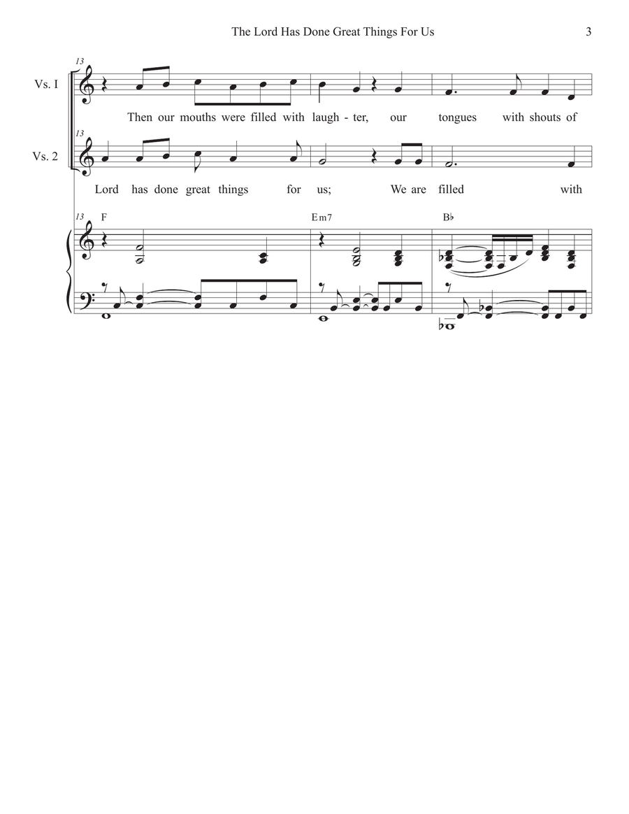 The Lord Has Done Great Things For Us (Unison choir) Unison Choir scores gallery preview page 3