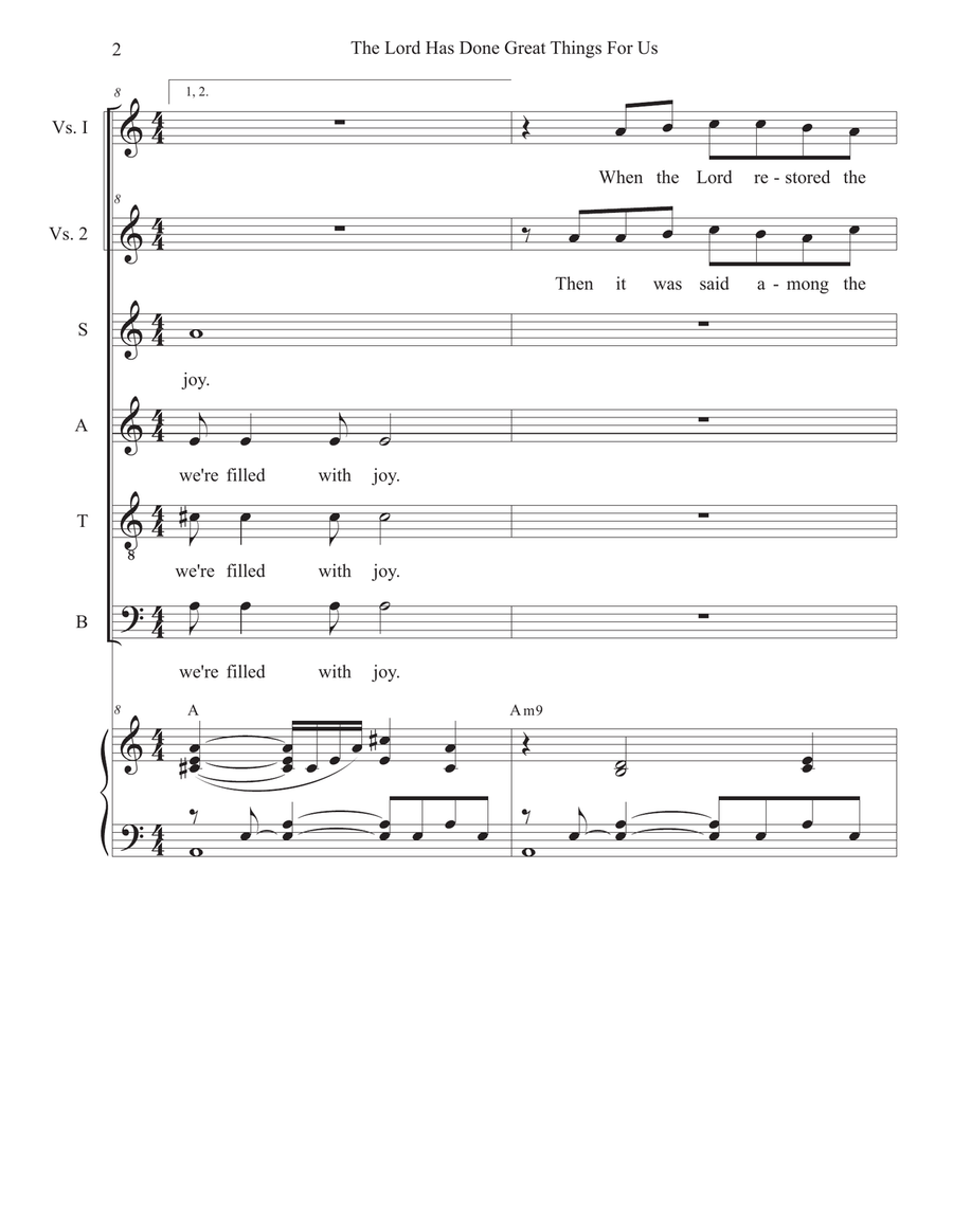The Lord Has Done Great Things For Us (Vocal Quartet - (SATB) 4-Part scores gallery preview page 2