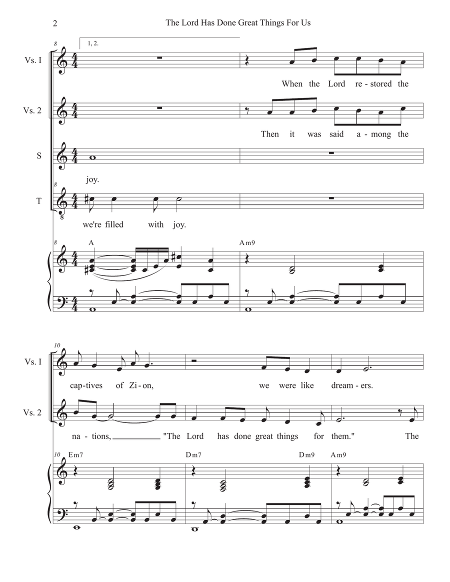 The Lord Has Done Great Things For Us (Duet for Soprano and Tenor solo) Tenor Voice scores gallery preview page 2