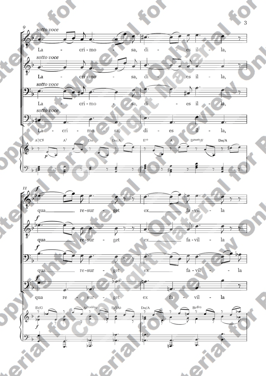 LACRIMOSA - From Requiem KV. 626 - For Choir TTBB (With chords) TTBB scores gallery preview page 2